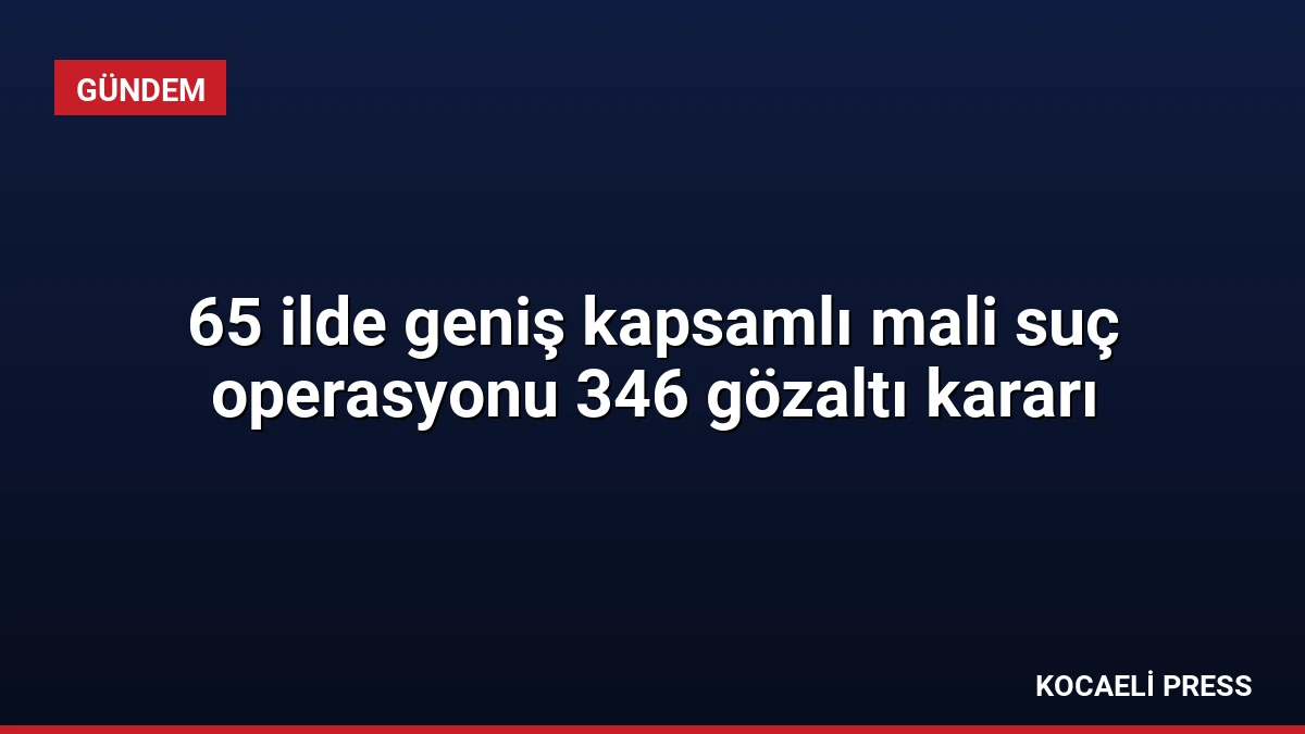 65 ilde geniş kapsamlı mali suç operasyonu 346 gözaltı kararı
