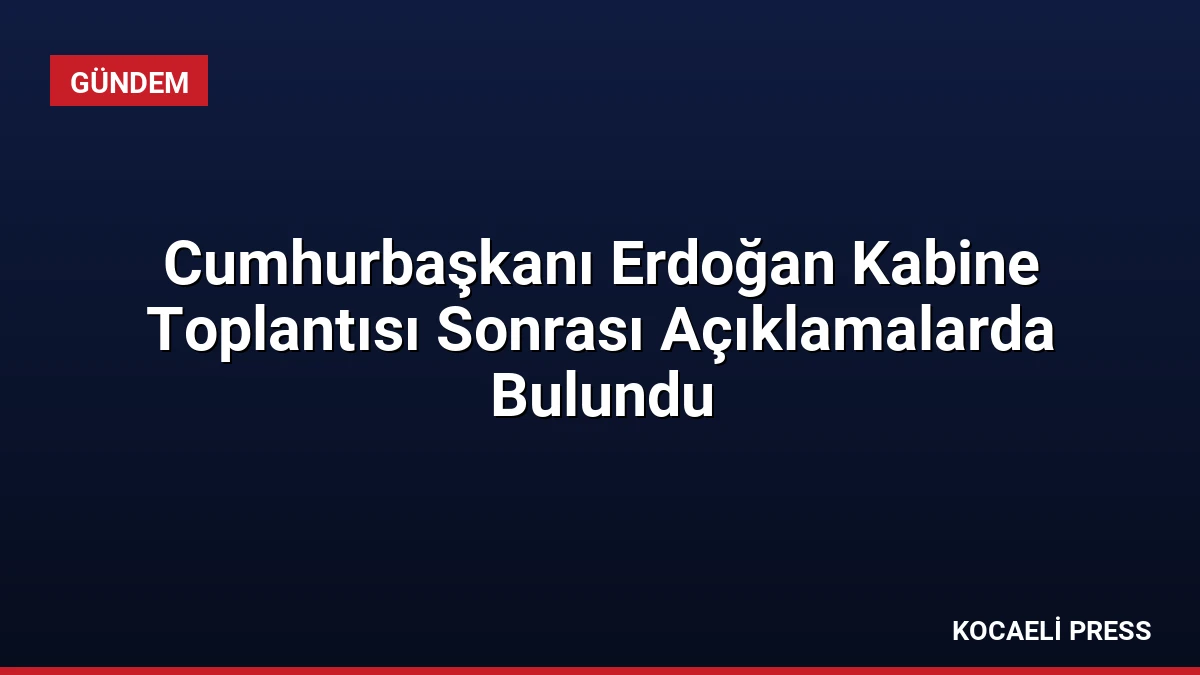 Cumhurbaşkanı Erdoğan Kabine Toplantısı Sonrası Açıklamalarda Bulundu