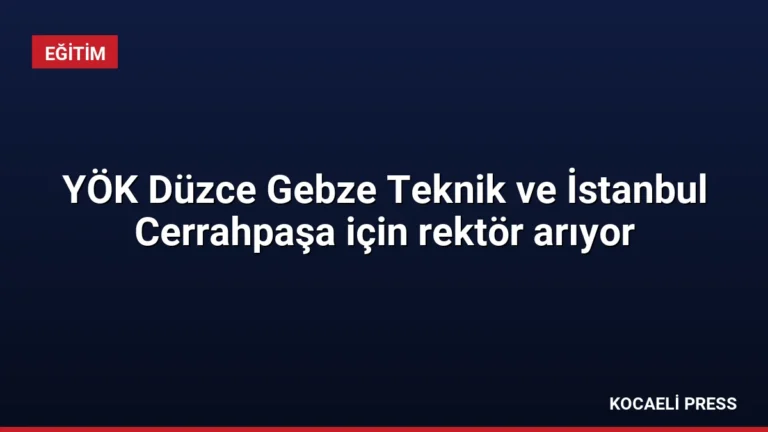 YÖK Düzce Gebze Teknik ve İstanbul Cerrahpaşa için rektör arıyor