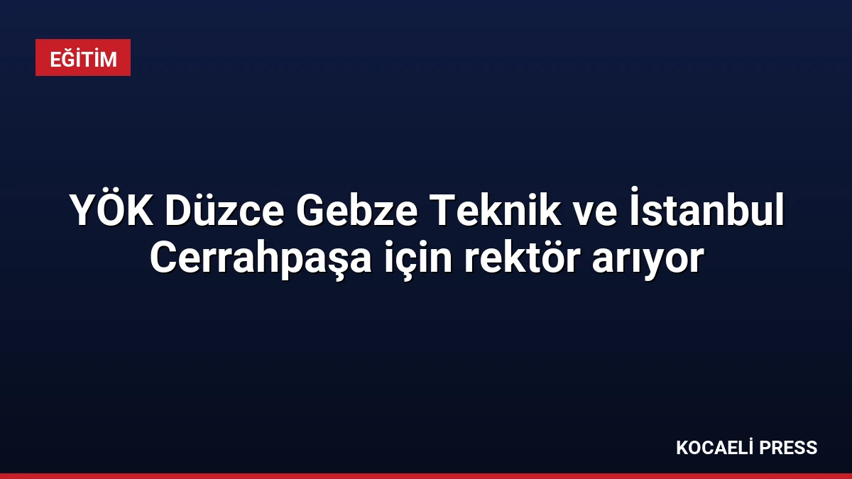 YÖK Düzce Gebze Teknik ve İstanbul Cerrahpaşa için rektör arıyor