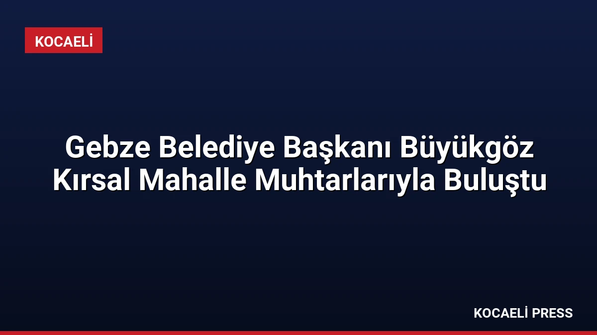 Gebze Belediye Başkanı Büyükgöz Kırsal Mahalle Muhtarlarıyla Buluştu