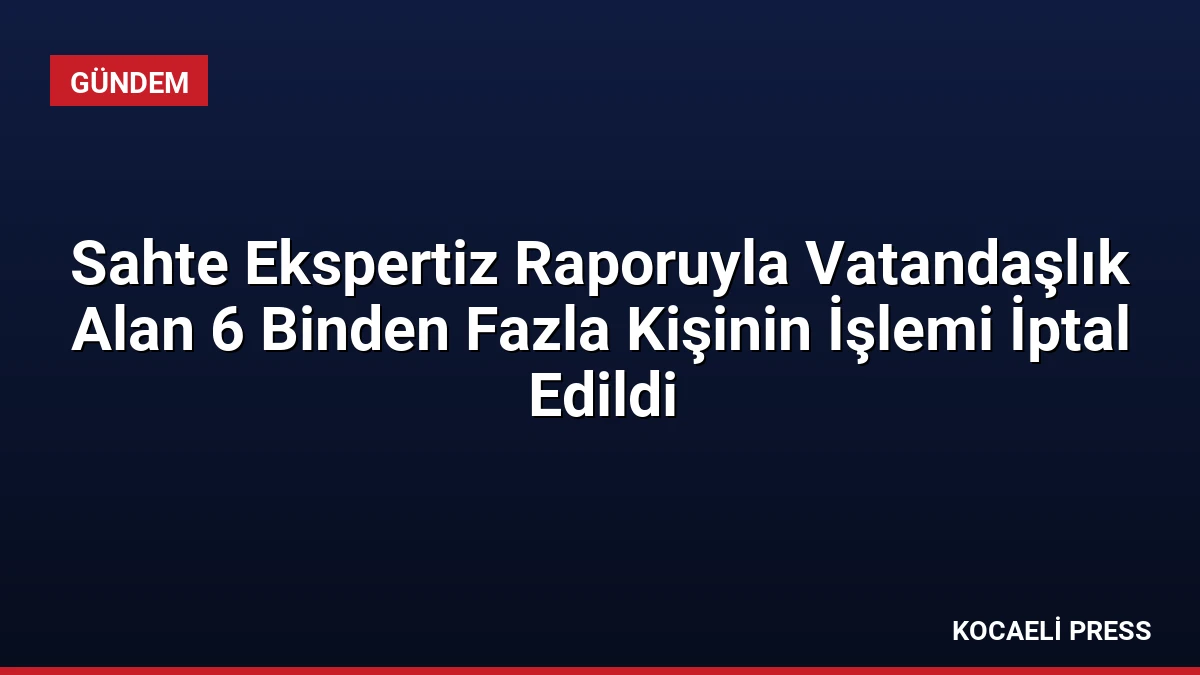 Sahte Ekspertiz Raporuyla Vatandaşlık Alan 6 Binden Fazla Kişinin İşlemi İptal Edildi