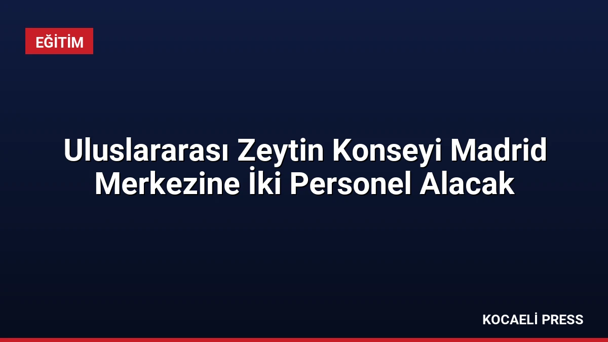 Uluslararası Zeytin Konseyi Madrid Merkezine İki Personel Alacak