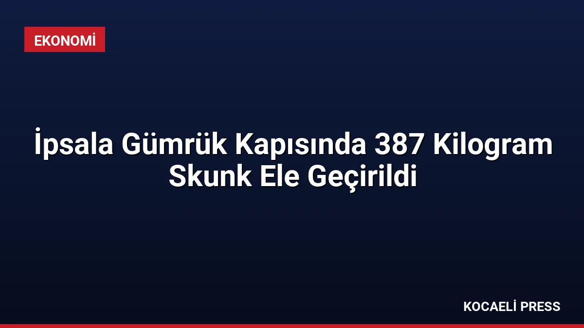 İpsala Gümrük Kapısında 387 Kilogram Skunk Ele Geçirildi