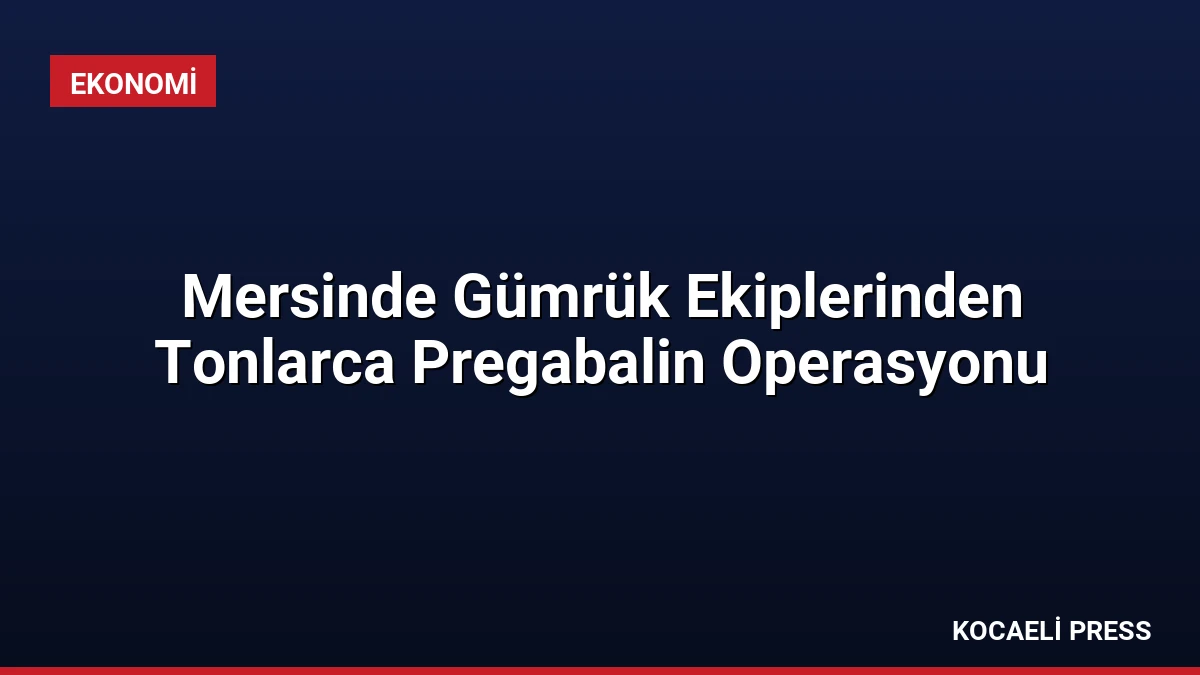 Mersinde Gümrük Ekiplerinden Tonlarca Pregabalin Operasyonu