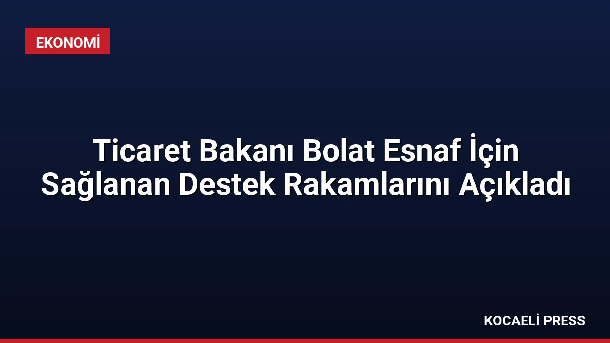 Ticaret Bakanı Bolat Esnaf İçin Sağlanan Destek Rakamlarını Açıkladı